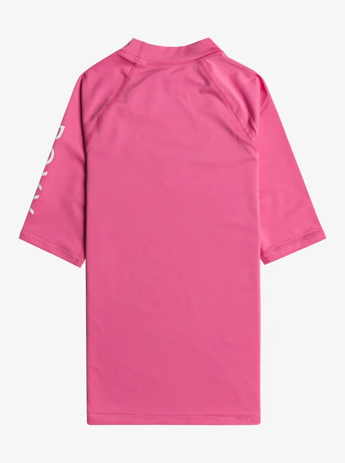 Roxy Swim 716 Wholehearted UPF 50 Short Sleeve Rashguard Shocking Pink 8211 Girls
