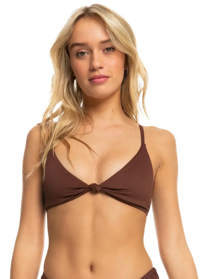 Roxy Swimsuits Love The Surf Knot Bikini Top Bitter Chocolate 8211 Womens