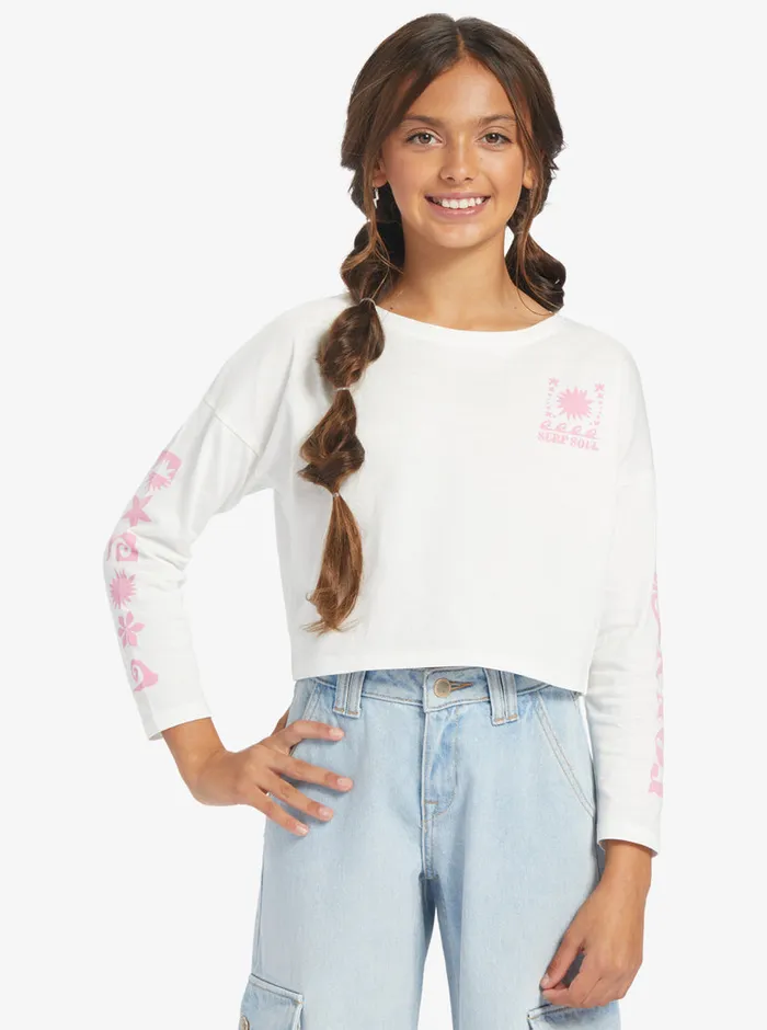 Roxy Tees and Tanks 416 All You Never Say Long Sleeve TShirt Snow White 8211 Girls