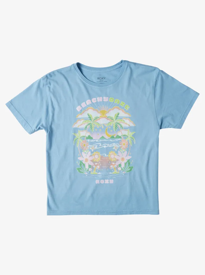 Roxy Tees and Tanks 416 Beachy Daze Oversized Boyfriend TShirt Bel Air Blue 8211 Girls Roxy Tees and Tanks 416 Beachy Daze Oversized Boyfriend TShirt Bel Air Blue 8211 Girls