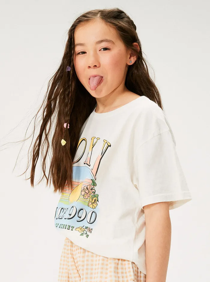 Roxy Tees and Tanks 416 Sunrise To Sunset Oversized Boyfriend TShirt Snow White 8211 Girls