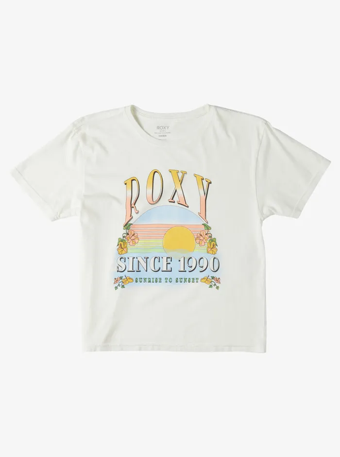 Roxy Tees and Tanks 416 Sunrise To Sunset Oversized Boyfriend TShirt Snow White 8211 Girls