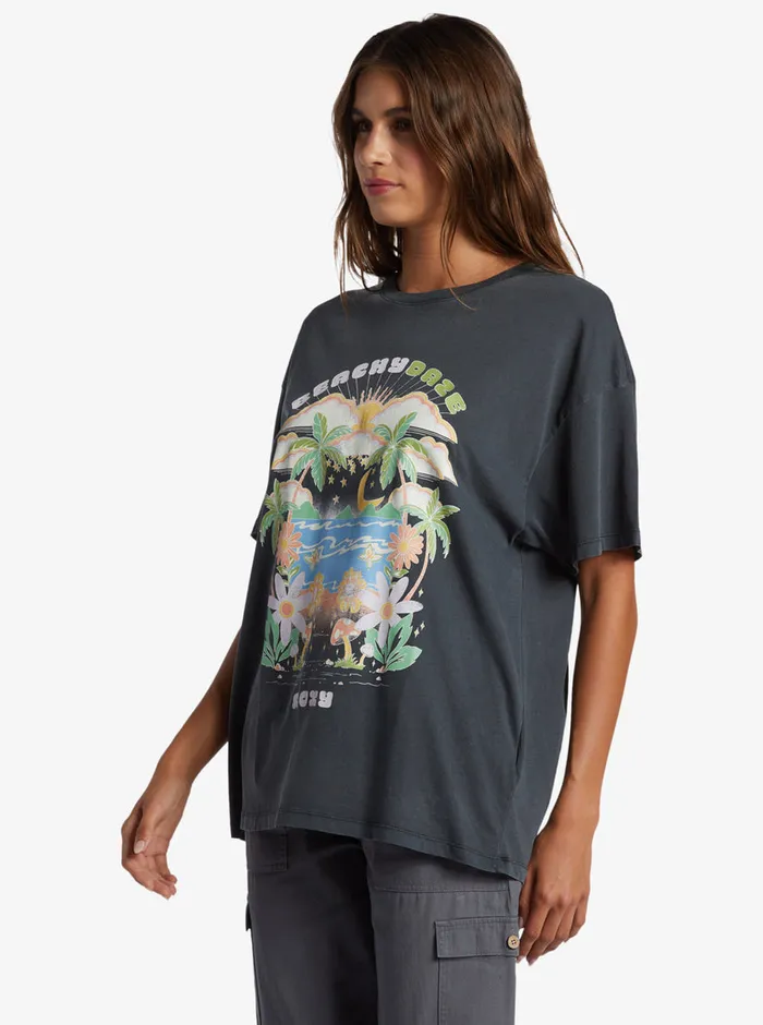 Roxy Tees and Tanks Beachy Days Oversized Boyfriend TShirt Anthracite 8211 Womens