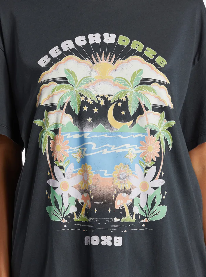 Roxy Tees and Tanks Beachy Days Oversized Boyfriend TShirt Anthracite 8211 Womens