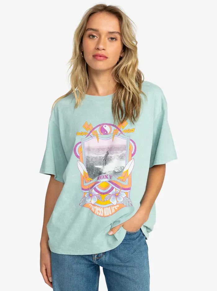 Roxy Tees and Tanks Girl Need Love A Oversized TShirt Blue Surf 8211 Womens
