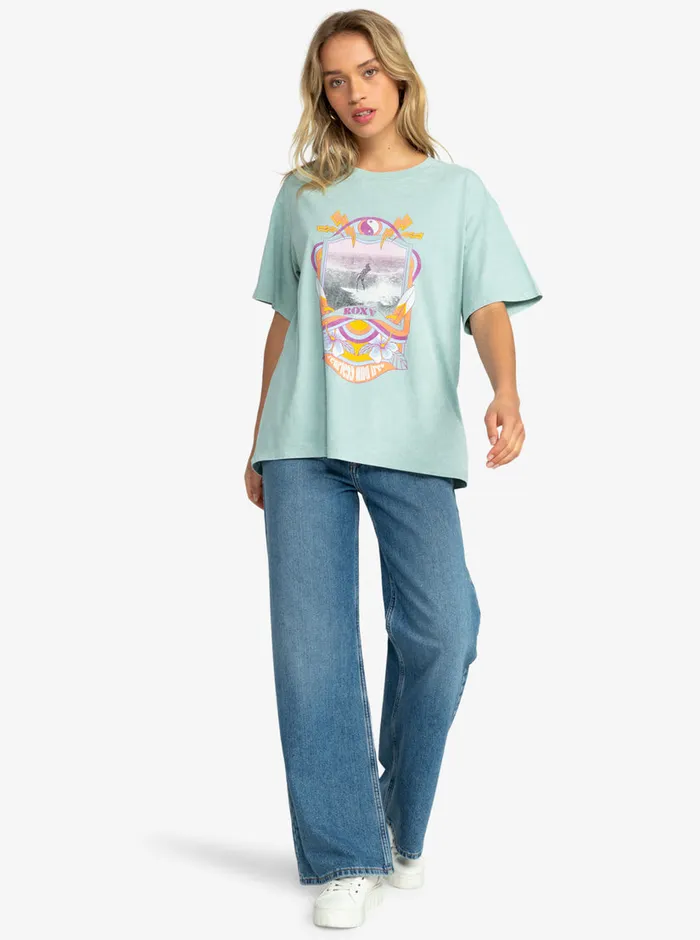 Roxy Tees and Tanks Girl Need Love A Oversized TShirt Blue Surf 8211 Womens