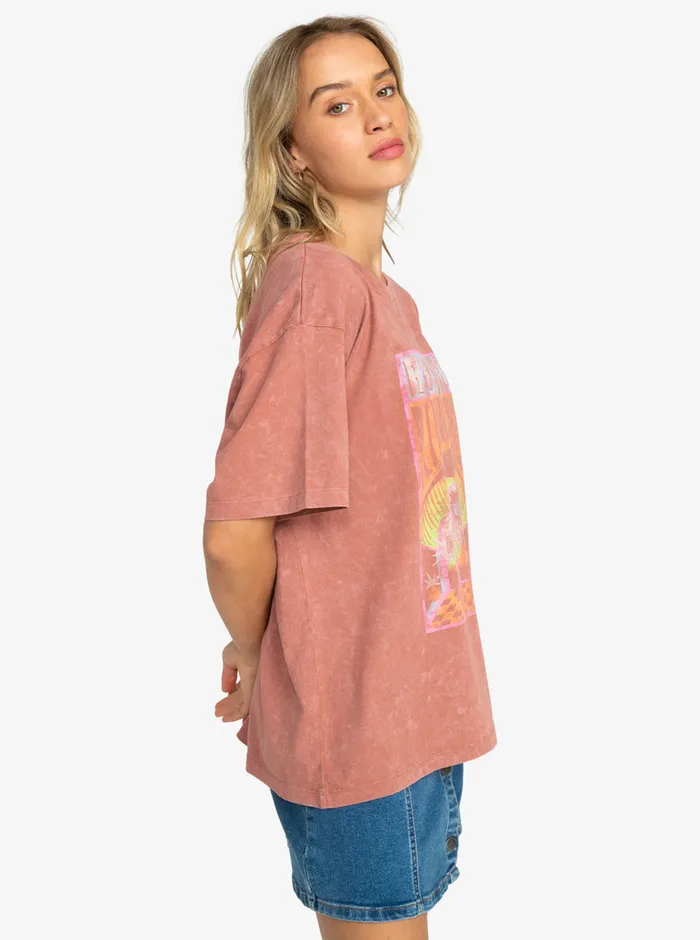 Roxy Tees and Tanks Girl Need Love B Oversized TShirt Cedar Wood 8211 Womens