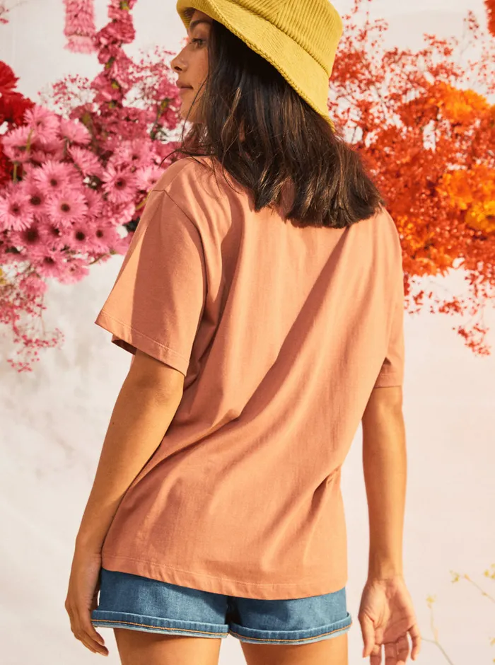 Roxy Tees and Tanks Girl Need Love B Oversized TShirt Cedar Wood 8211 Womens