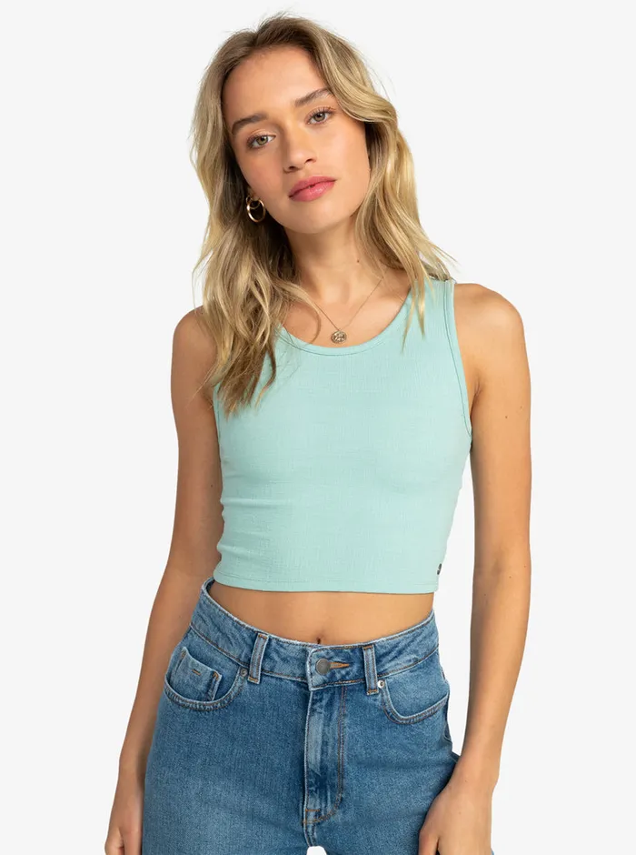 Roxy Tees and Tanks Good Keepsake Crop Top Blue Surf 8211 Womens