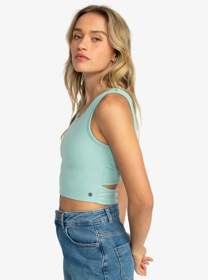 Roxy Tees and Tanks Good Keepsake Crop Top Blue Surf 8211 Womens