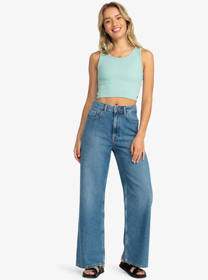 Roxy Tees and Tanks Good Keepsake Crop Top Blue Surf 8211 Womens