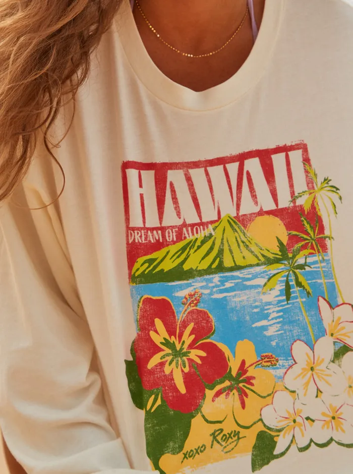 Roxy Tees and Tanks Hawaiian Vacay Olsc TShirt Egret 8211 Womens