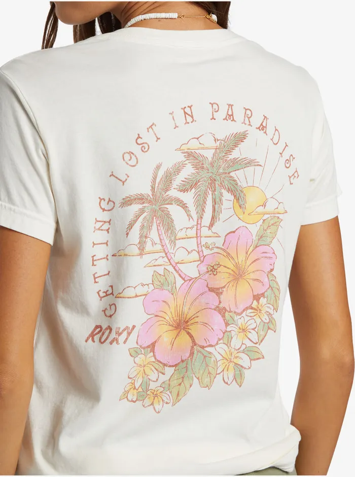 Roxy Tees and Tanks Hibiscus Paradise Boyfriend TShirt Egret 8211 Womens