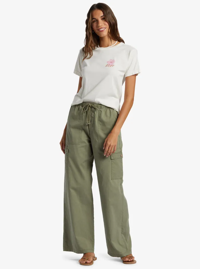 Roxy Tees and Tanks Hibiscus Paradise Boyfriend TShirt Egret 8211 Womens