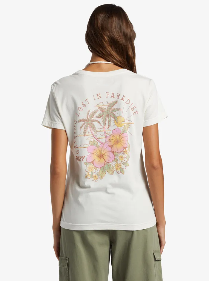 Roxy Tees and Tanks Hibiscus Paradise Boyfriend TShirt Egret 8211 Womens