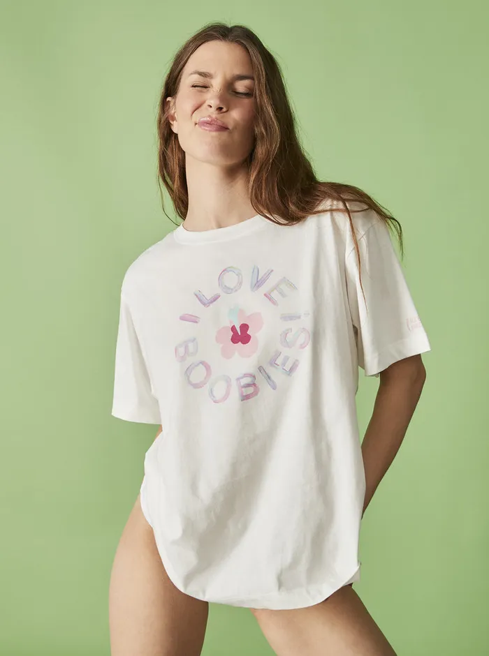 Roxy Tees and Tanks Keep A Breast Day TShirt Snow White 8211 Womens
