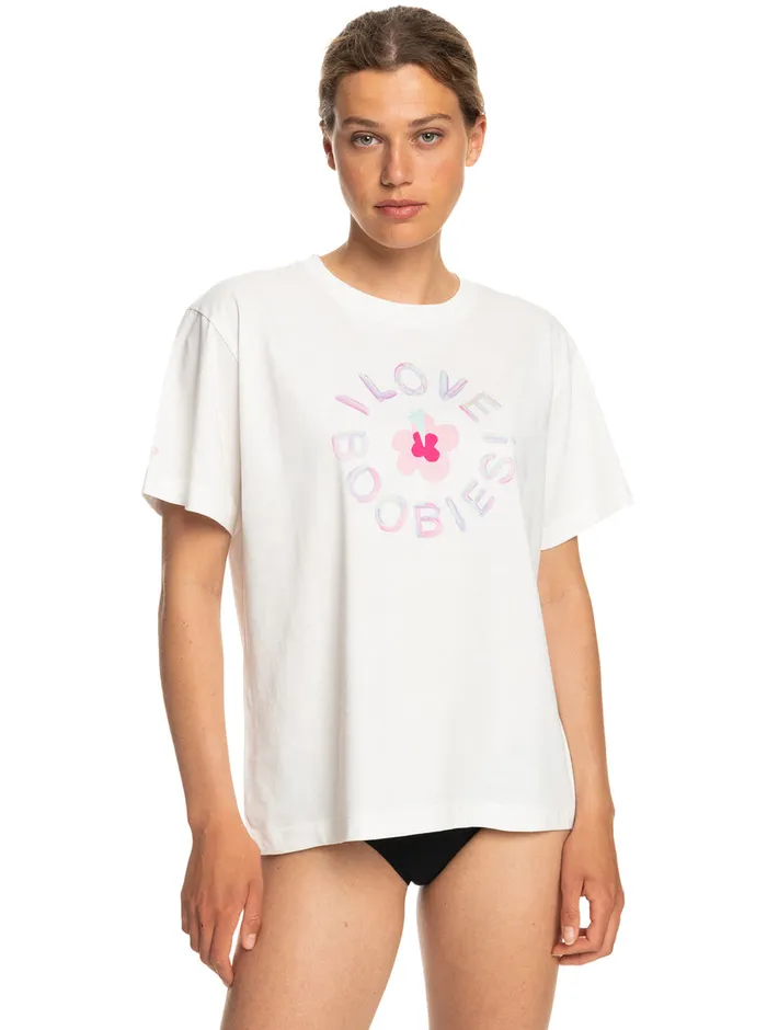 Roxy Tees and Tanks Keep A Breast Day TShirt Snow White 8211 Womens