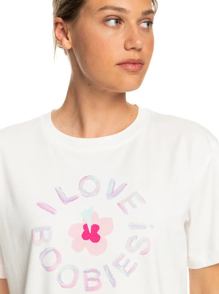 Roxy Tees and Tanks Keep A Breast Day TShirt Snow White 8211 Womens