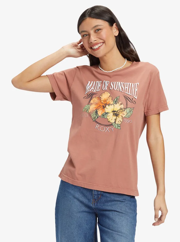 Roxy Tees and Tanks Made Of Sunshine Boyfriend TShirt Cedar Wood 8211 Womens