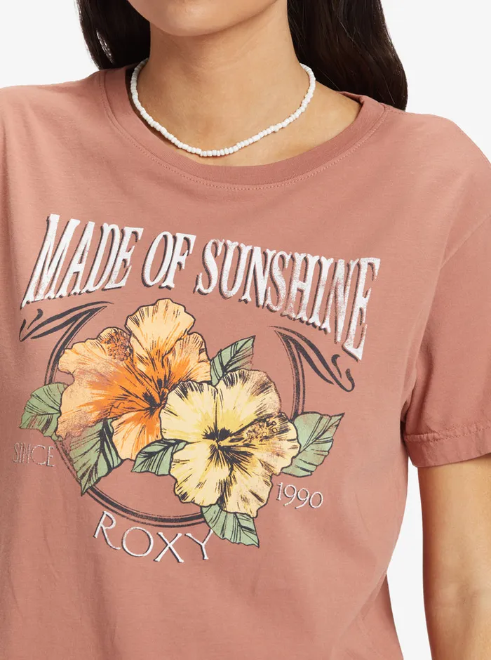 Roxy Tees and Tanks Made Of Sunshine Boyfriend TShirt Cedar Wood 8211 Womens
