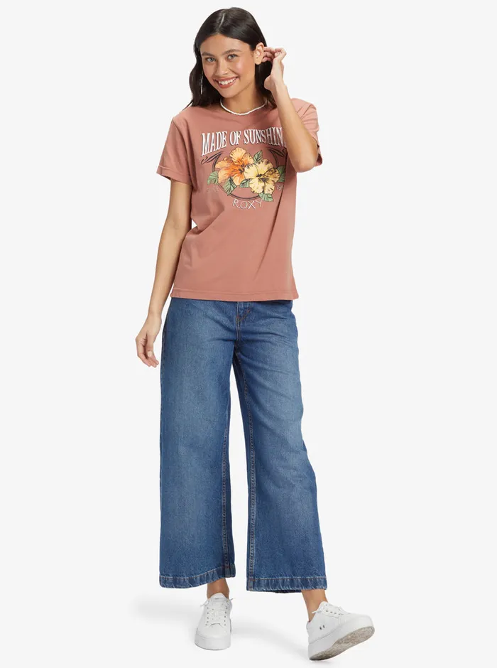 Roxy Tees and Tanks Made Of Sunshine Boyfriend TShirt Cedar Wood 8211 Womens