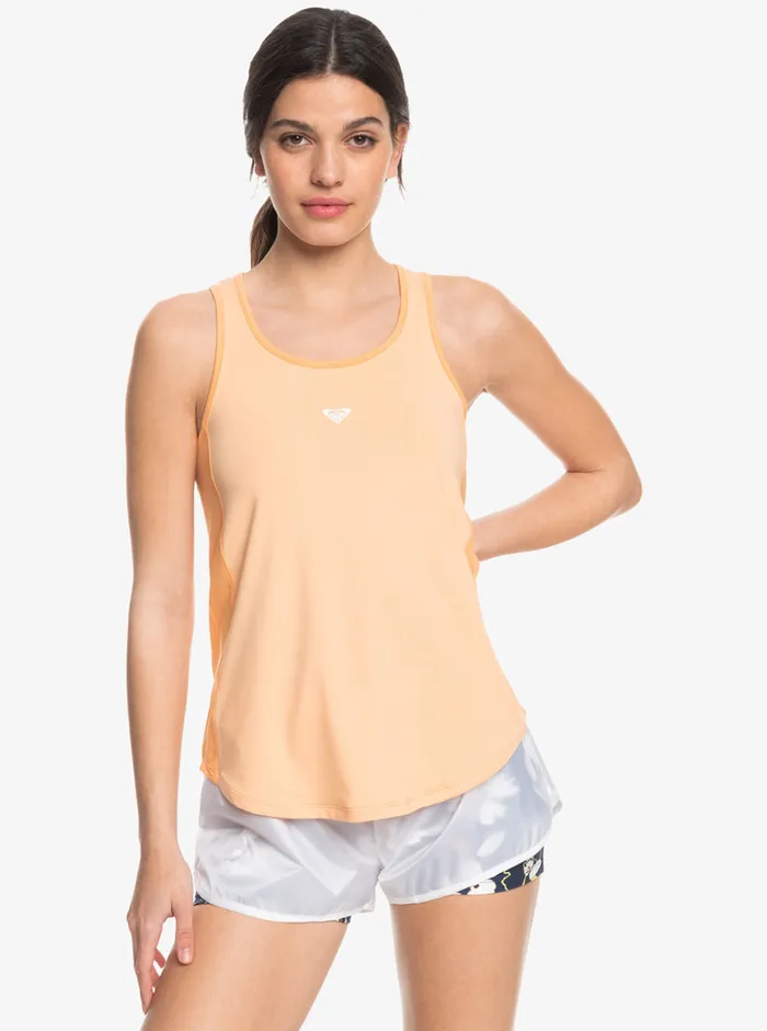 Roxy Tees and Tanks Pure Pursuit Mesh TanK Peach Fuzz 8211 Womens
