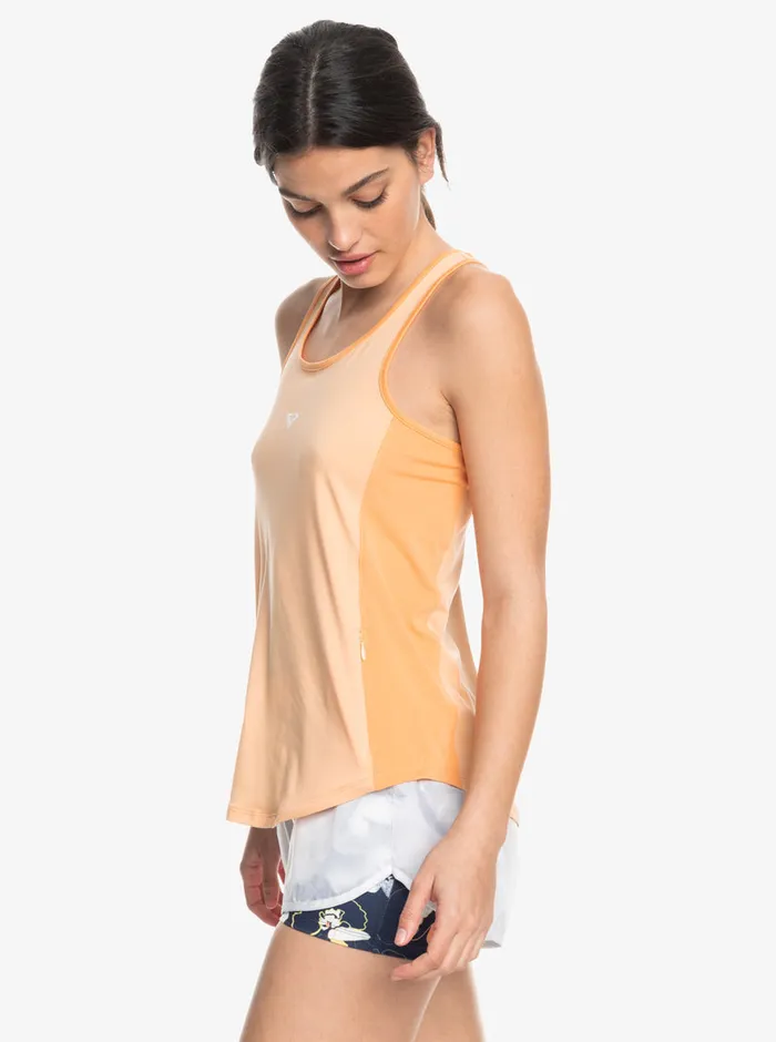 Roxy Tees and Tanks Pure Pursuit Mesh TanK Peach Fuzz 8211 Womens