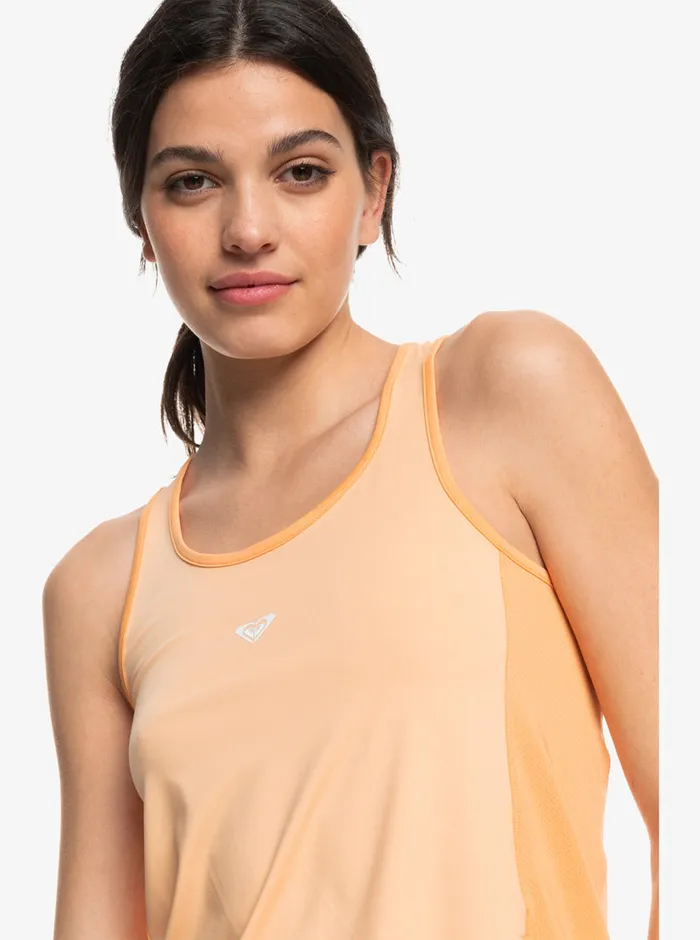 Roxy Tees and Tanks Pure Pursuit Mesh TanK Peach Fuzz 8211 Womens