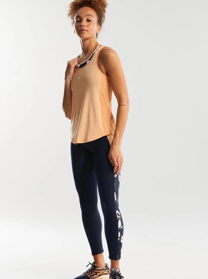 Roxy Tees and Tanks Pure Pursuit Mesh TanK Peach Fuzz 8211 Womens