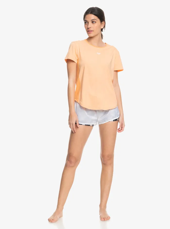 Roxy Tees and Tanks Pure Pursuit Mesh Tee Knit Peach Fuzz 8211 Womens