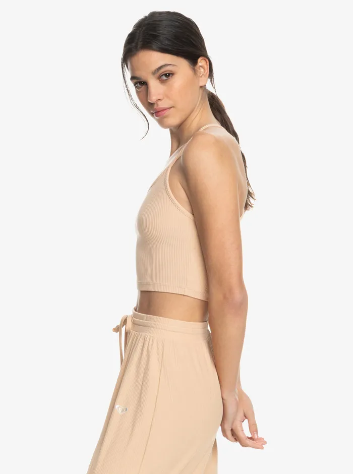 Roxy Tees and Tanks Rise and Vibe Rib Knit Tank Toasted Almond 8211 Womens