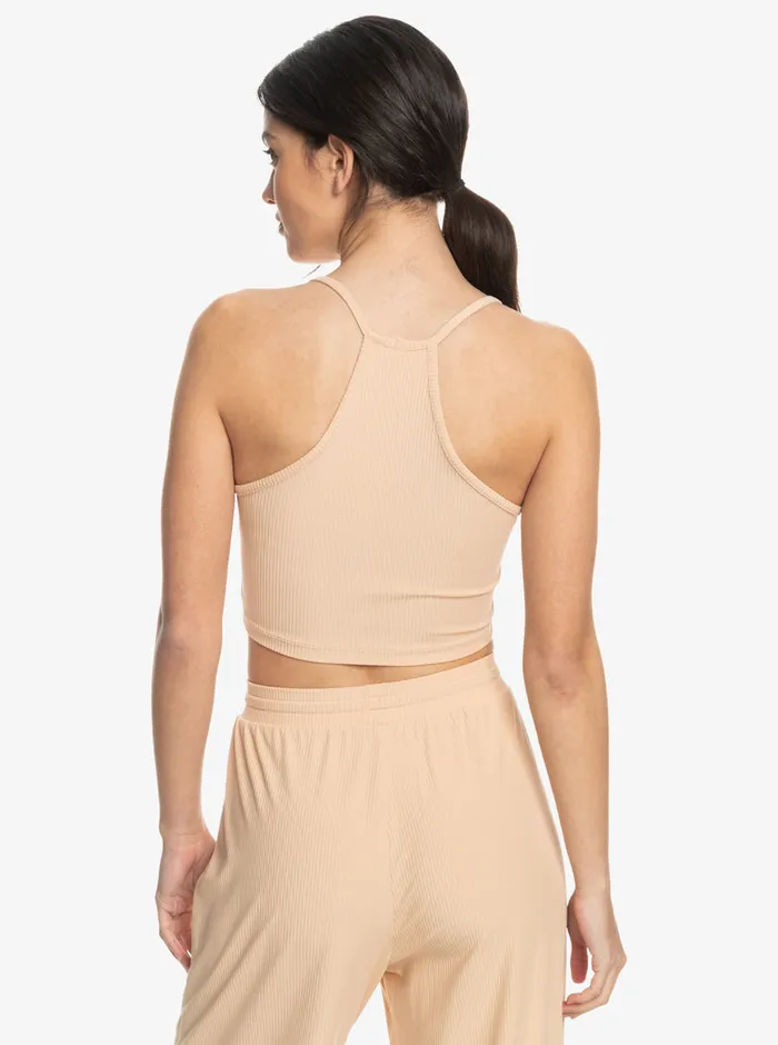 Roxy Tees and Tanks Rise and Vibe Rib Knit Tank Toasted Almond 8211 Womens