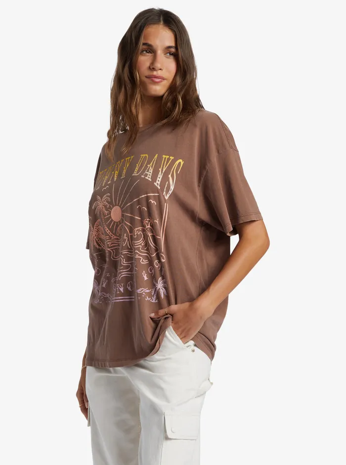Roxy Tees and Tanks Sunny Days Oversized Boyfriend TShirt Root Beer 8211 Womens
