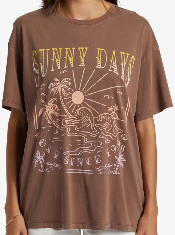 Roxy Tees and Tanks Sunny Days Oversized Boyfriend TShirt Root Beer 8211 Womens
