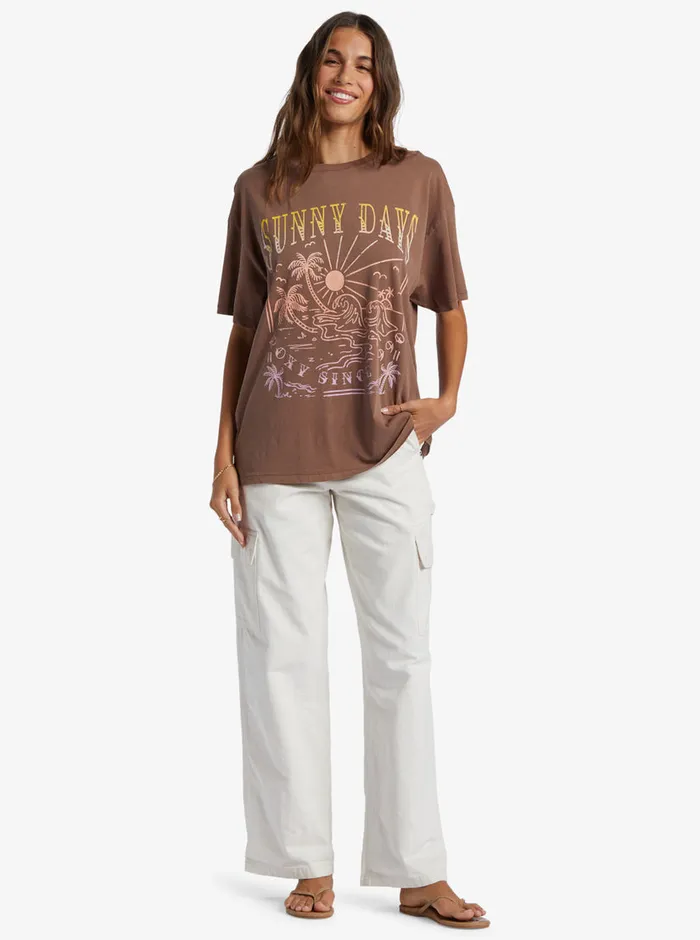 Roxy Tees and Tanks Sunny Days Oversized Boyfriend TShirt Root Beer 8211 Womens