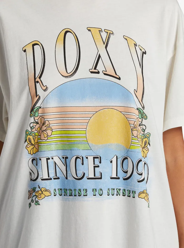 Roxy Tees and Tanks Sunrise To Sunset Oversized Boyfriend TShirt Snow White 8211 Womens