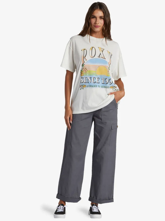 Roxy Tees and Tanks Sunrise To Sunset Oversized Boyfriend TShirt Snow White 8211 Womens