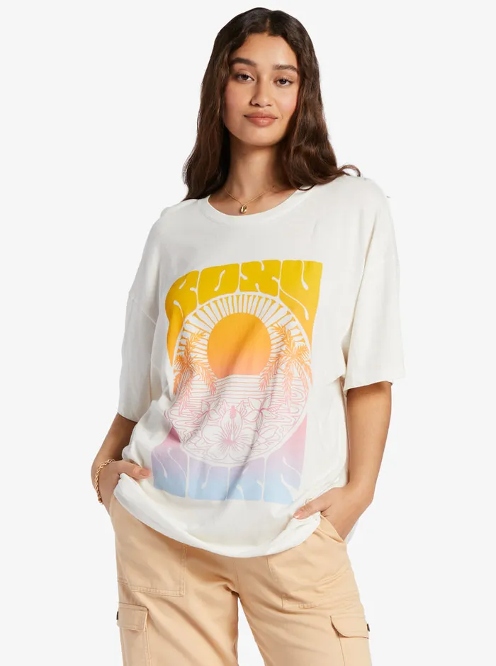 Roxy Tees and Tanks Sunrise Tropics TShirt Snow White 8211 Womens