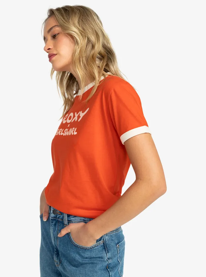 Roxy Tees and Tanks X Grl Swirl Ringer TShirt Tigerlily 8211 Womens