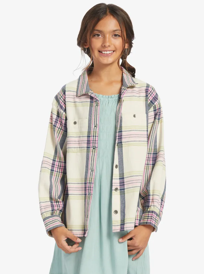 Roxy Tops 416 Something Beautiful Plaid Oversized Shirt Tapioca Right Plaid 8211 Girls Roxy Tops 416 Something Beautiful Plaid Oversized Shirt Tapioca Right Plaid 8211 Girls