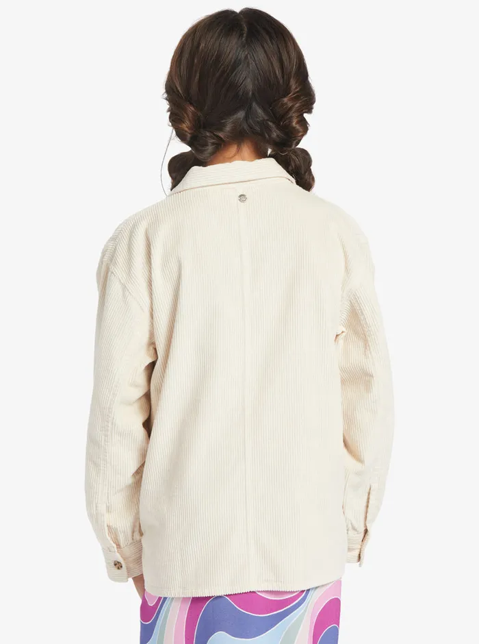 Roxy Tops 416 Something Beautiful Solid Oversized Corduroy Shirt Tapioca 8211 Girls