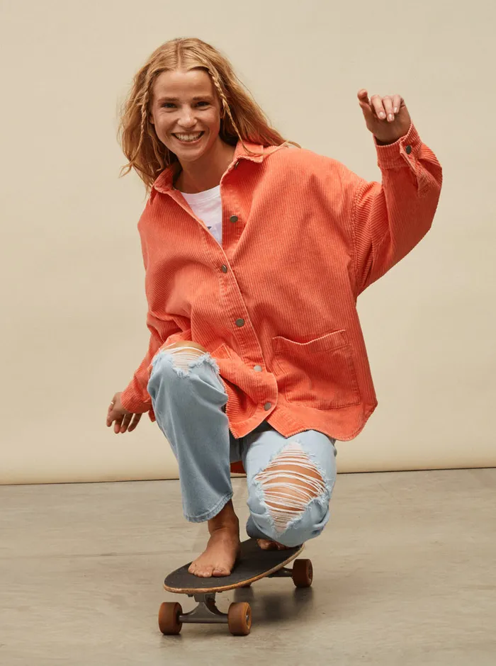 Roxy Tops Kick Back Washed Corduroy Long Sleeve Overshirt Tigerlily 8211 Womens