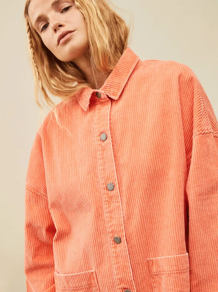 Roxy Tops Kick Back Washed Corduroy Long Sleeve Overshirt Tigerlily 8211 Womens
