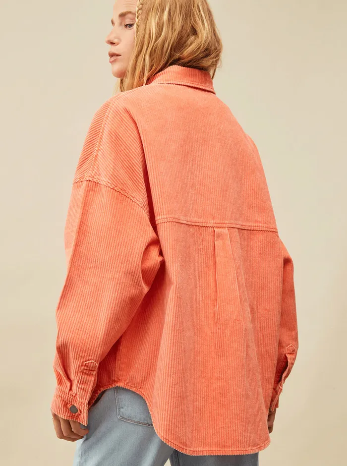 Roxy Tops Kick Back Washed Corduroy Long Sleeve Overshirt Tigerlily 8211 Womens
