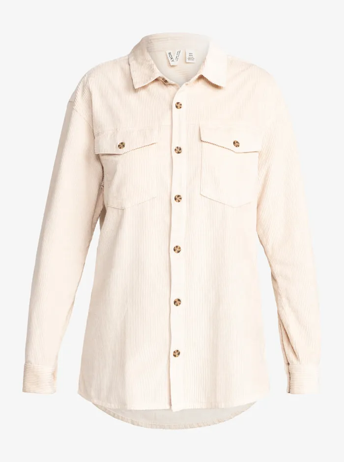 Roxy Tops Let It Go Corduroy Long Sleeve Shirt Tapioca 8211 Womens