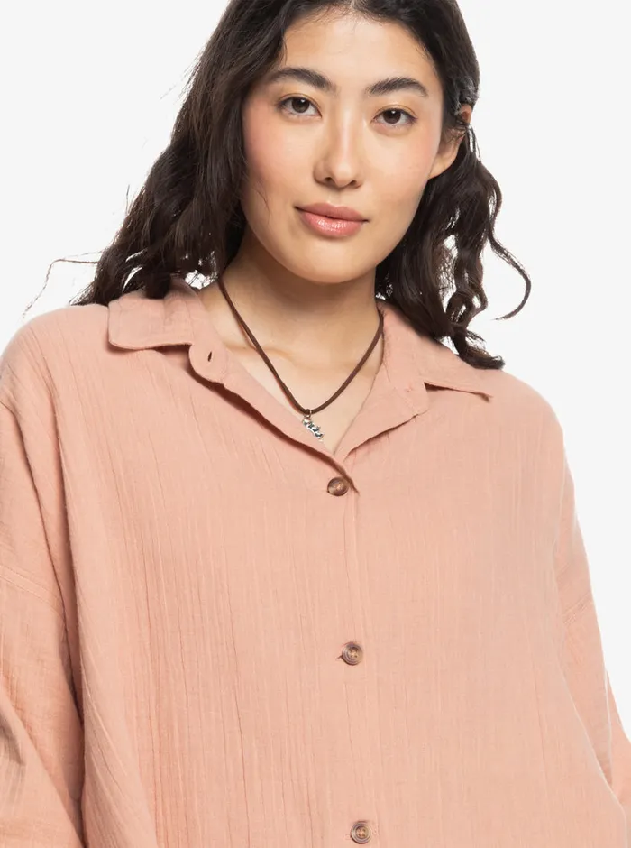 Roxy Tops Morning Time Long Sleeve Shirt Cafe Creme 8211 Womens