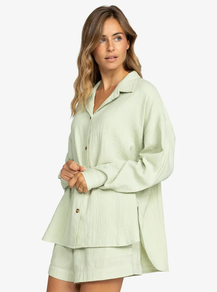 Roxy Tops Morning Time Shirt Laurel Green 8211 Womens