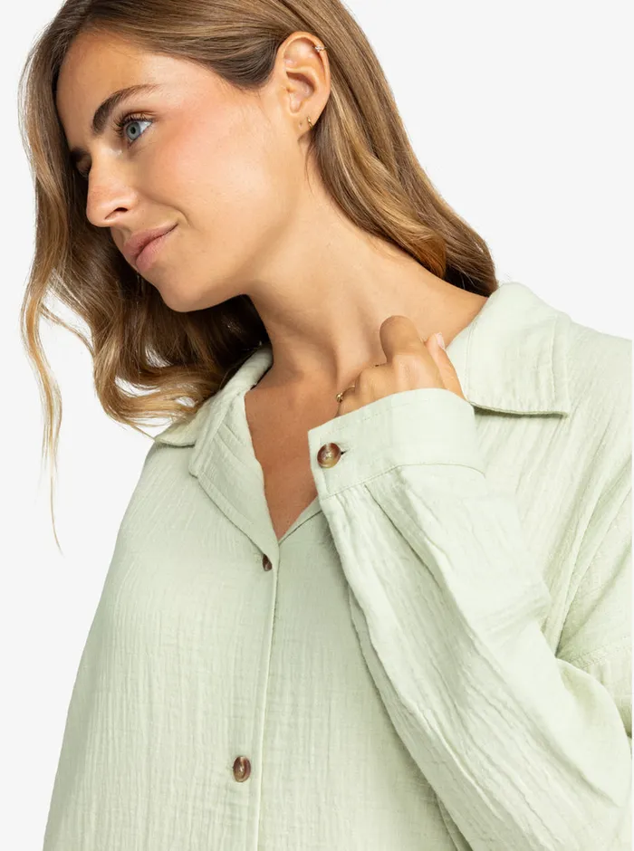 Roxy Tops Morning Time Shirt Laurel Green 8211 Womens