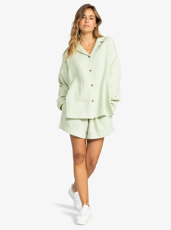 Roxy Tops Morning Time Shirt Laurel Green 8211 Womens