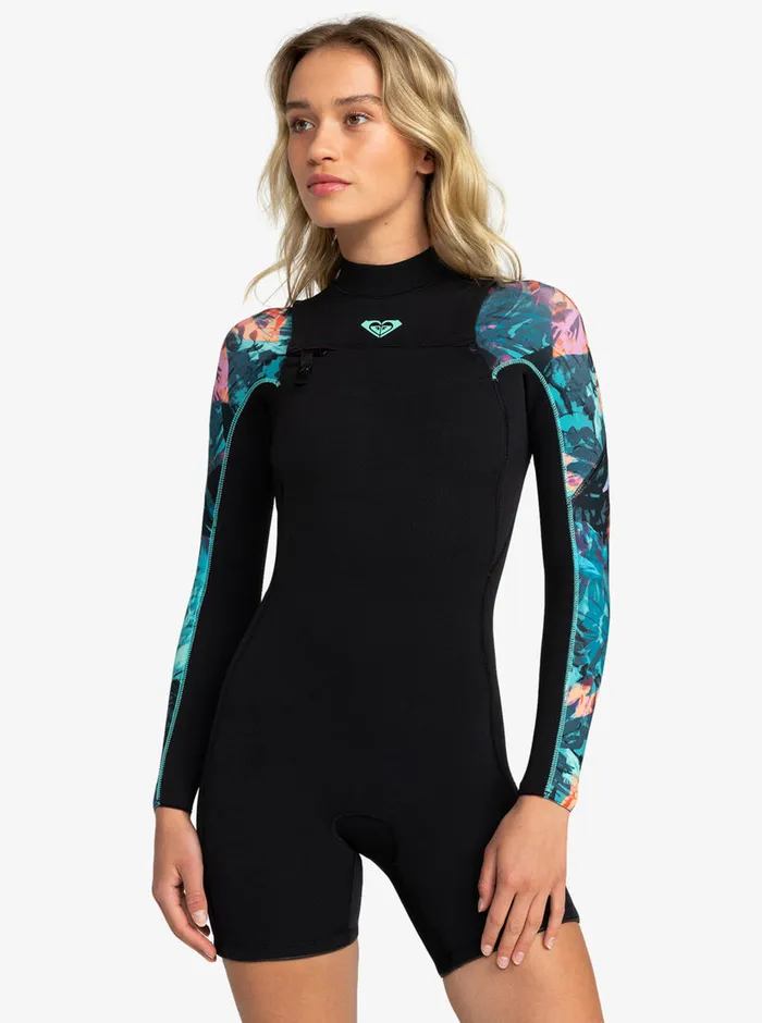 Roxy Wetsuits 25mm Elite Long Sleeve Chest Zip Springsuit Anthracite Leaf 8211 Womens Roxy Wetsuits 25mm Elite Long Sleeve Chest Zip Springsuit Anthracite Leaf 8211 Womens